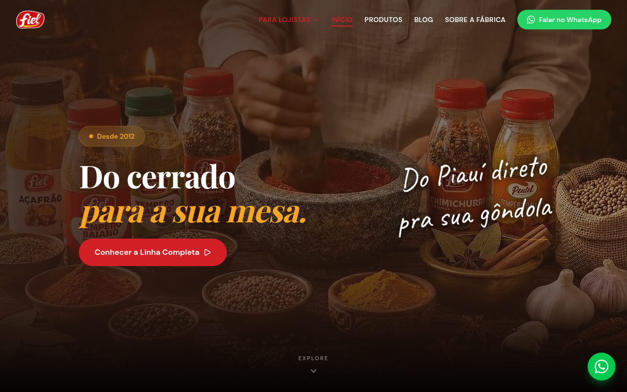 Site Fiel Alimentos depois da reforma — produtosfiel.com.br