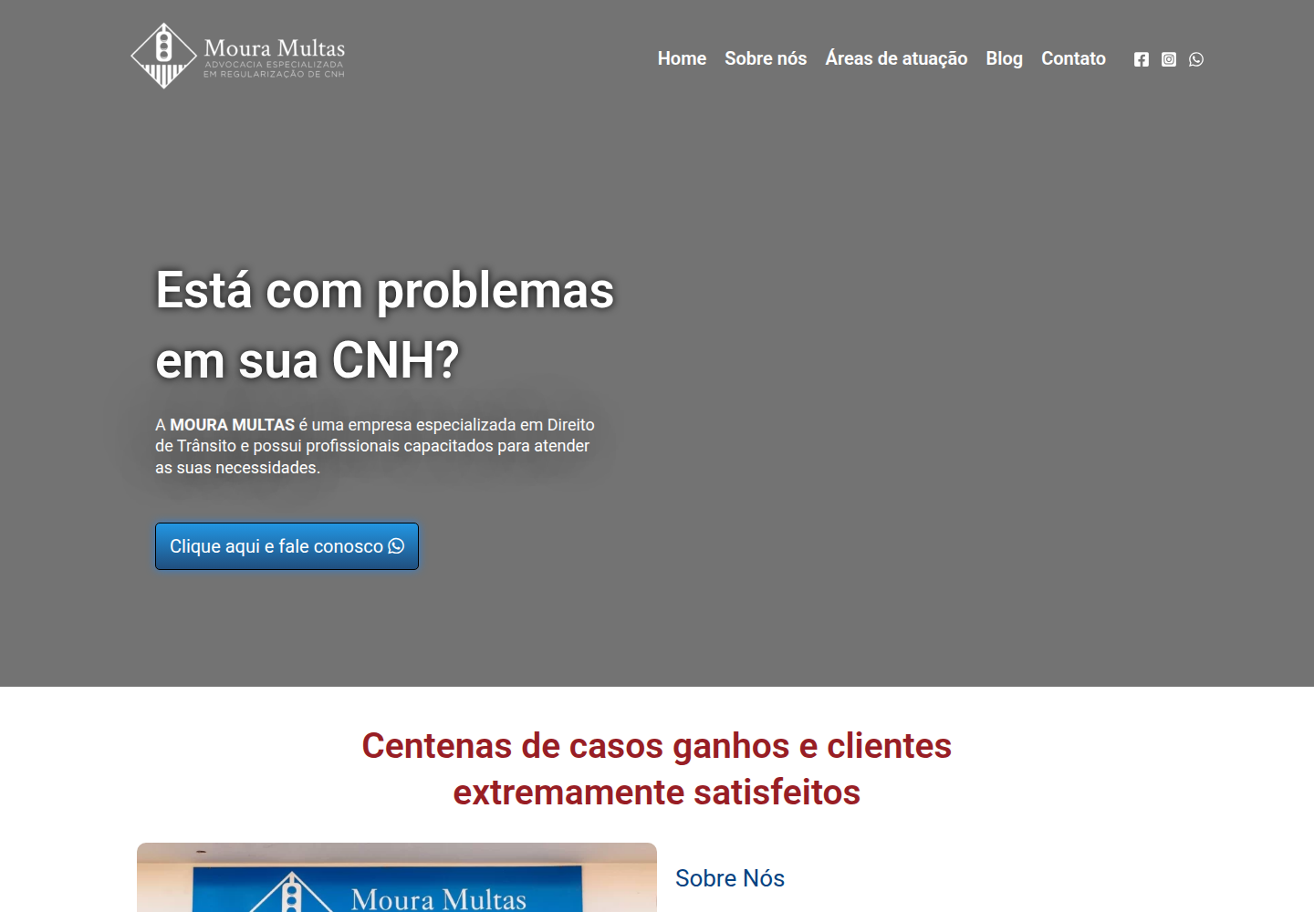 Captura real do site anterior Moura Multas
