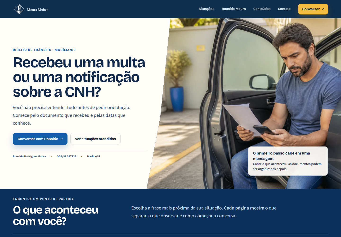 Captura real do novo site Moura Multas